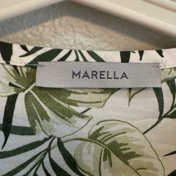 Reformation Marella Jervis belted botanical palm print dress in cream and green - Picture 3 of 10